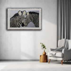 Title -Zabara Canvas on Acrylic and Silver and gold Foil Artist -Tajinder pal singh Size 60×36 inch