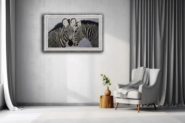 Title -Zabara   Canvas on Acrylic and Silver and gold Foil Artist -Tajinder pal singh Size  60x36 inch - Image 2